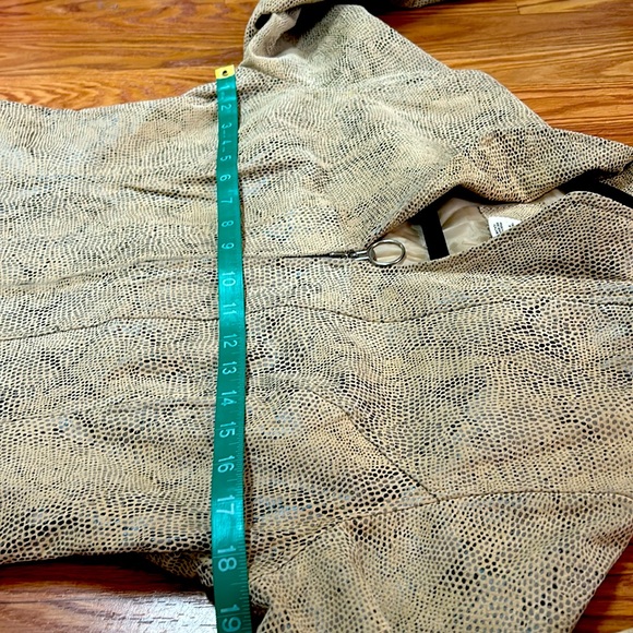 Suede Snakeskin Printed Fitted Zip Up Jacket S - Picture 9 of 10
